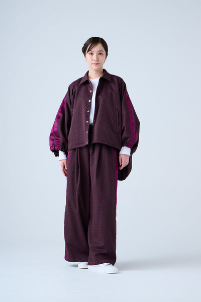 Ring Pattern Jacquard Drawstring Pants Purple Navy