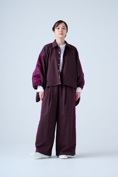Ring Pattern Jacquard Drawstring Pants Purple Navy