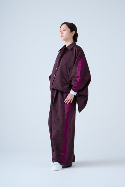 Ring Pattern Jacquard Drawstring Pants Purple Navy