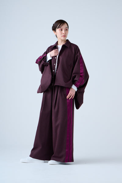 Ring Pattern Jacquard Drawstring Pants Purple Navy