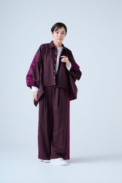 Ring Pattern Jacquard Drawstring Pants Purple Navy
