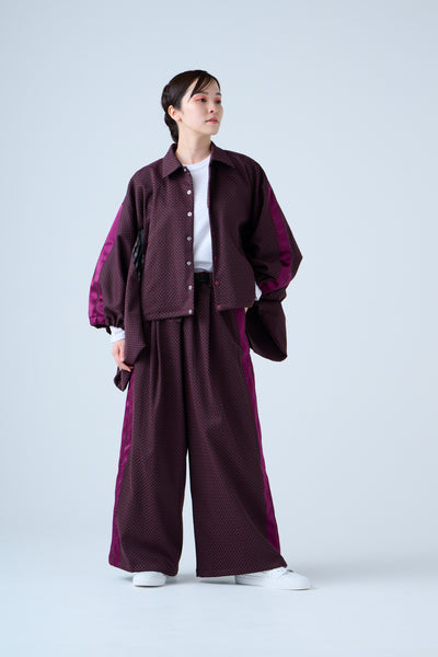 Ring Pattern Jacquard Drawstring Pants Purple Navy