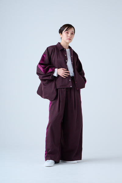 Ring Pattern Jacquard Drawstring Pants Purple Navy