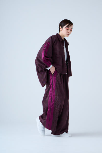 Ring Pattern Jacquard Drawstring Pants Purple Navy