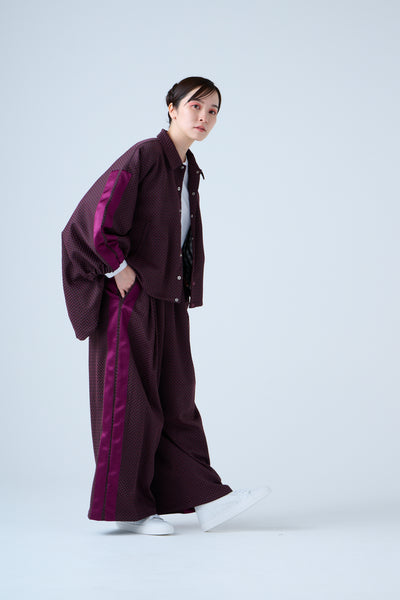 Ring Pattern Jacquard Drawstring Pants Purple Navy