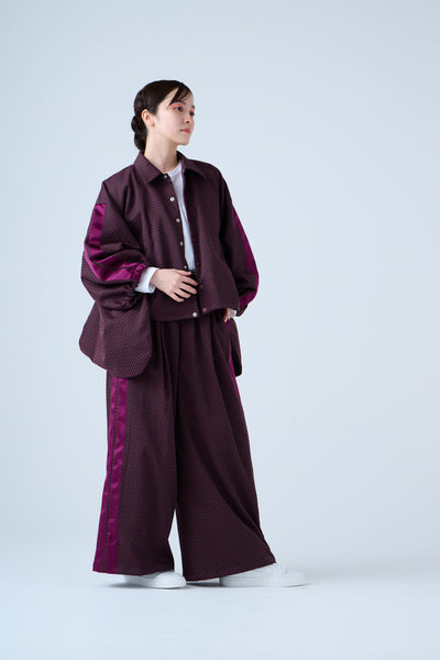 Ring Pattern Jacquard Drawstring Pants Purple Navy