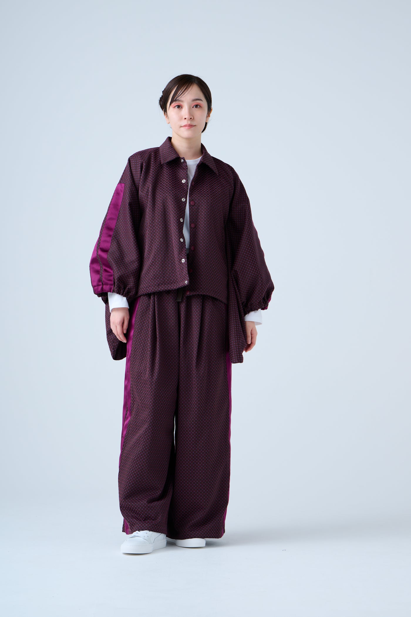 Ring Pattern Jacquard Track Jacket Purple Navy