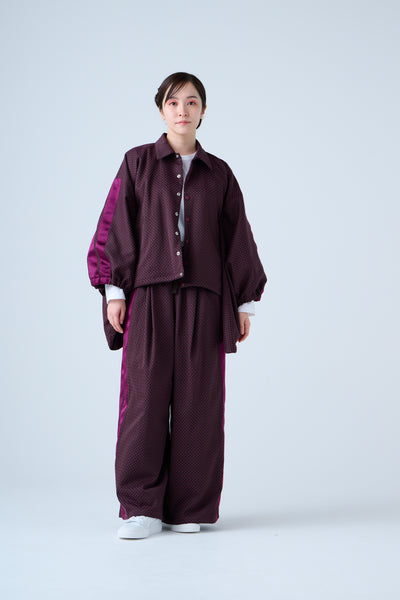 Ring Pattern Jacquard Drawstring Pants Purple Navy