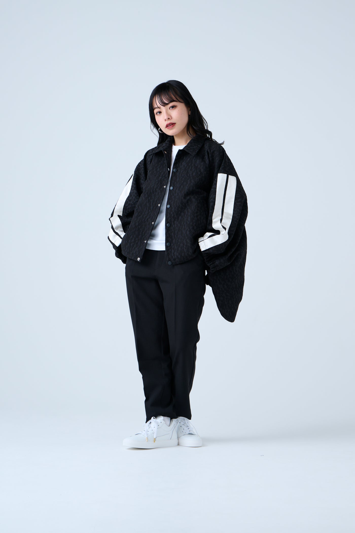 Fukure Jacquard Track Short Jacket Black