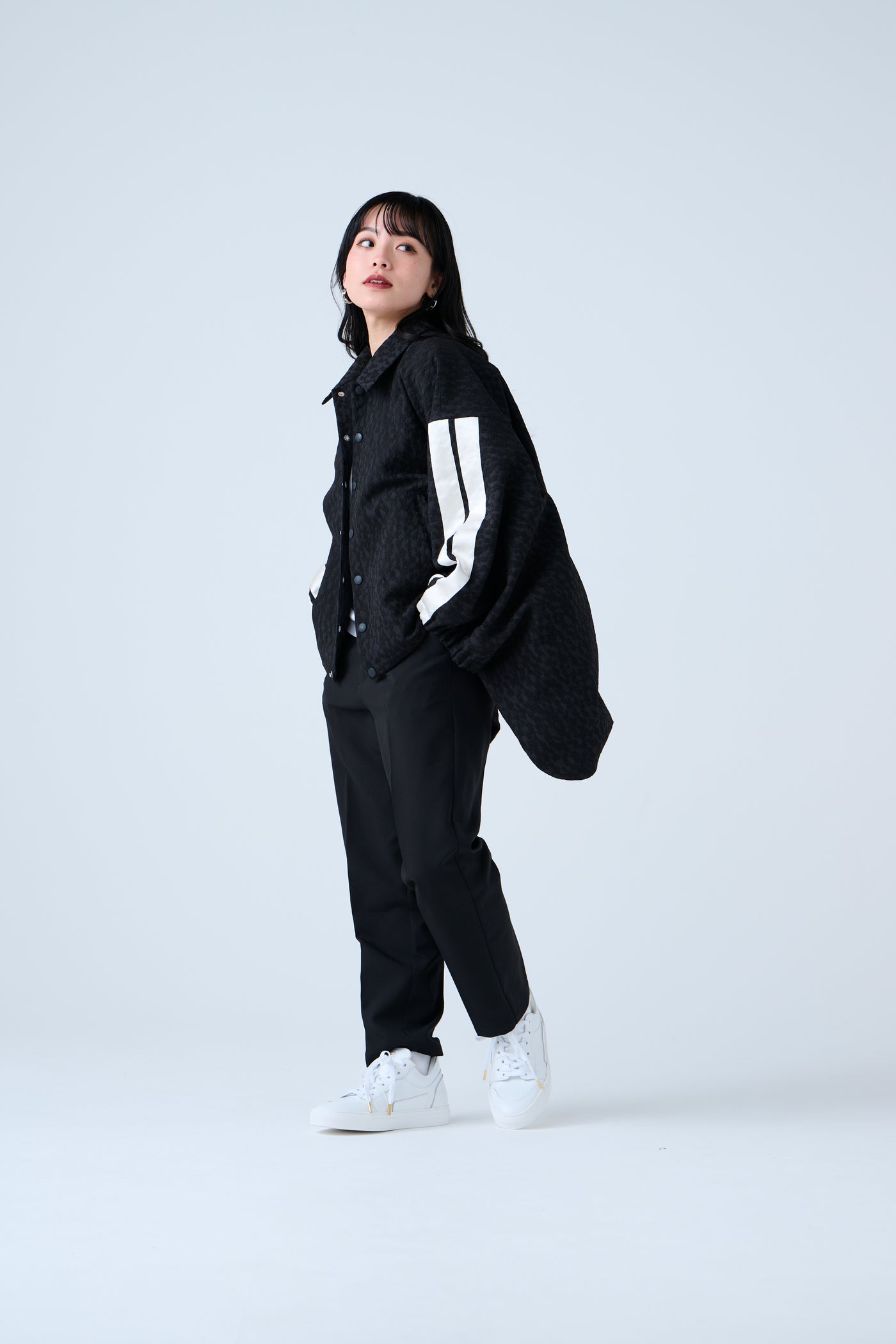 Fukure Jacquard Track Short Jacket Black