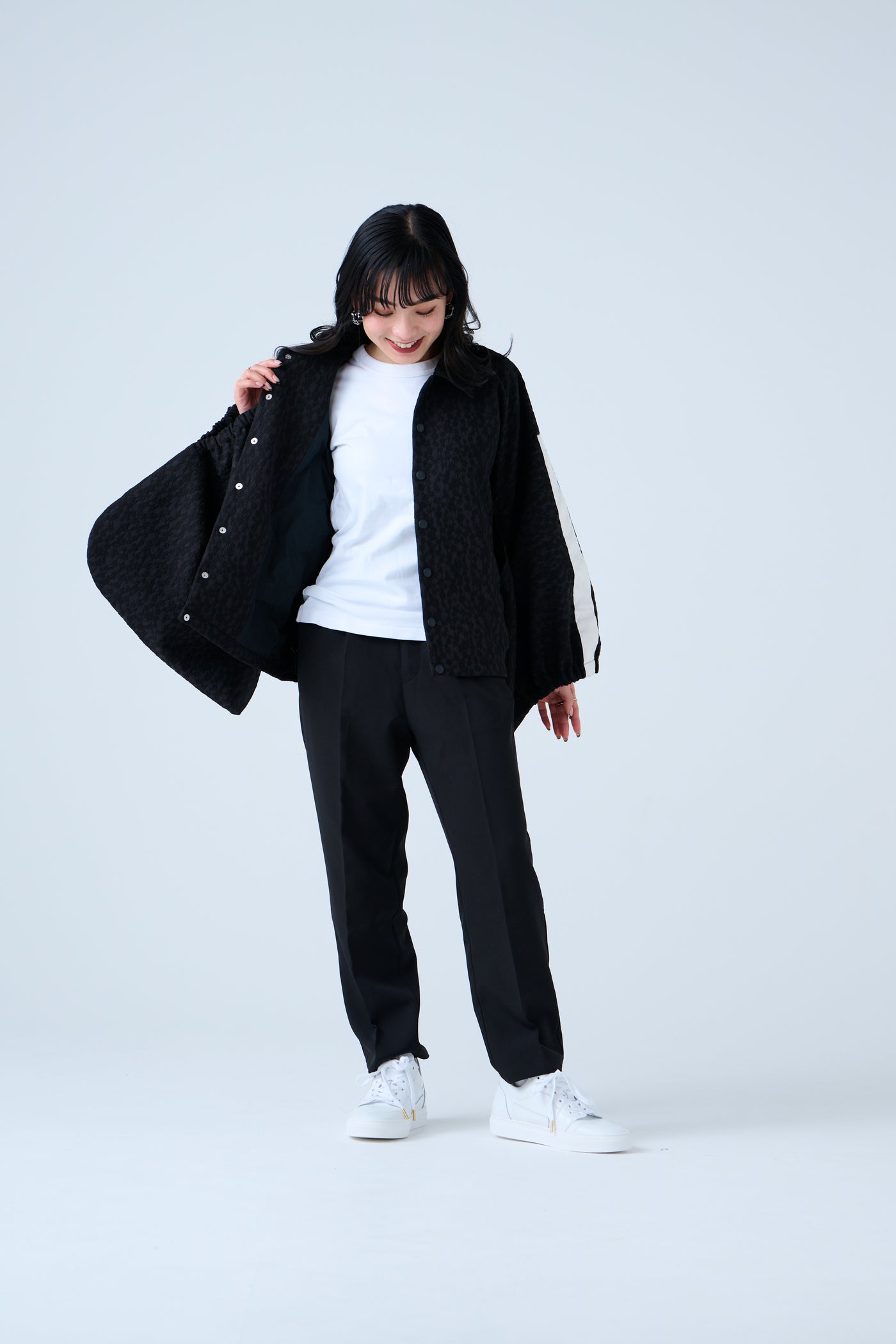 Fukure Jacquard Track Short Jacket Black