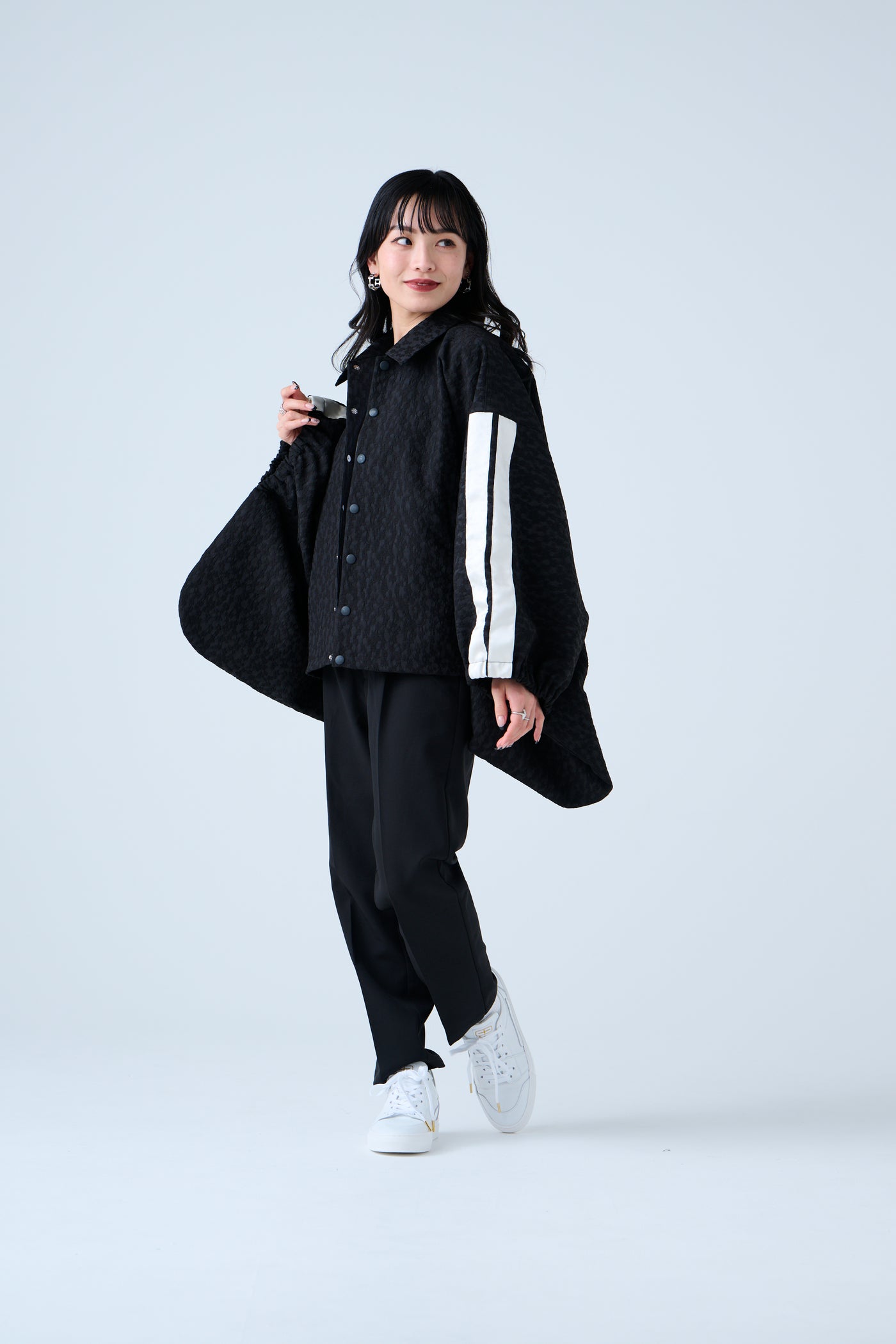 Fukure Jacquard Track Short Jacket Black