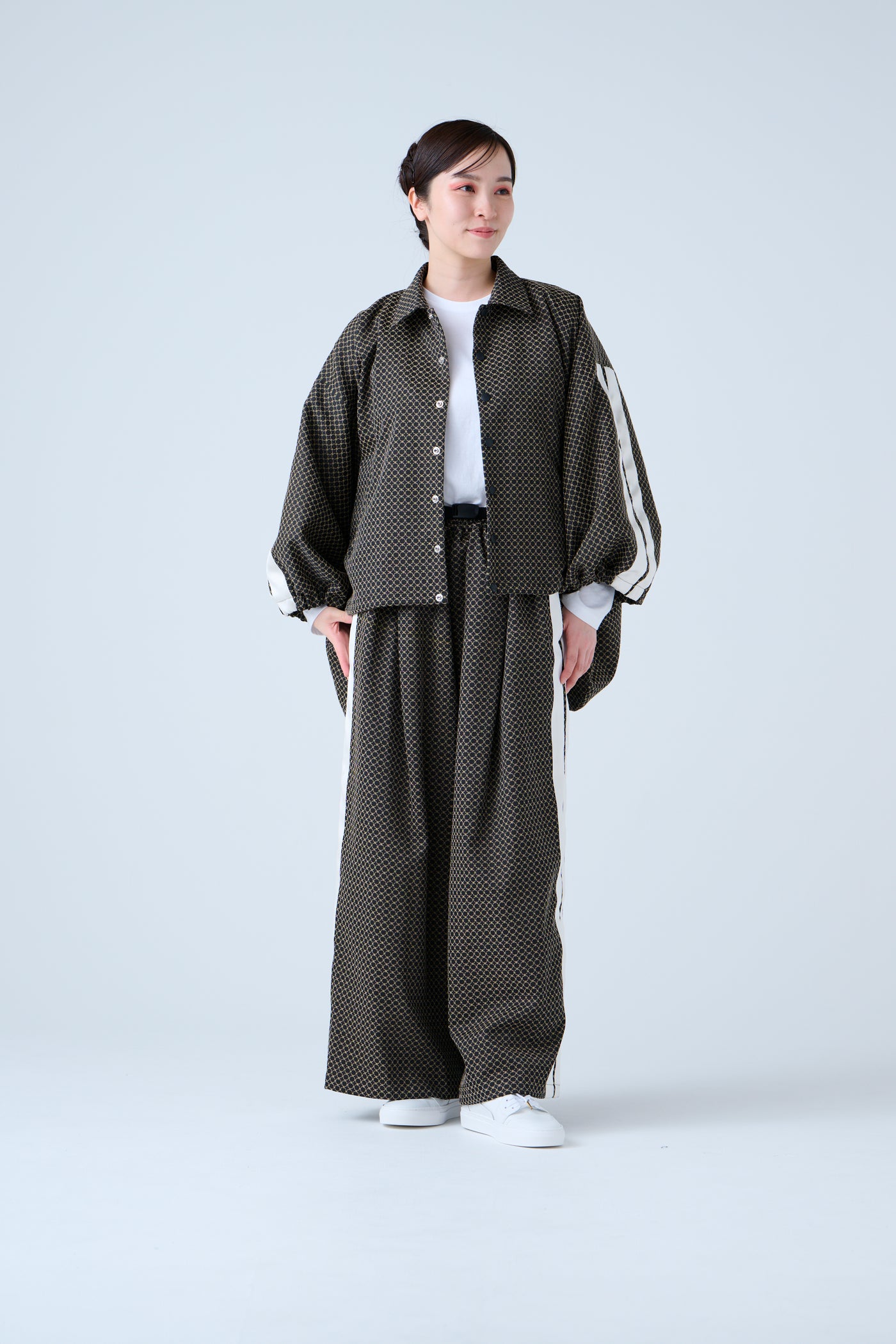 Ring Pattern Jacquard Track Jacket Black