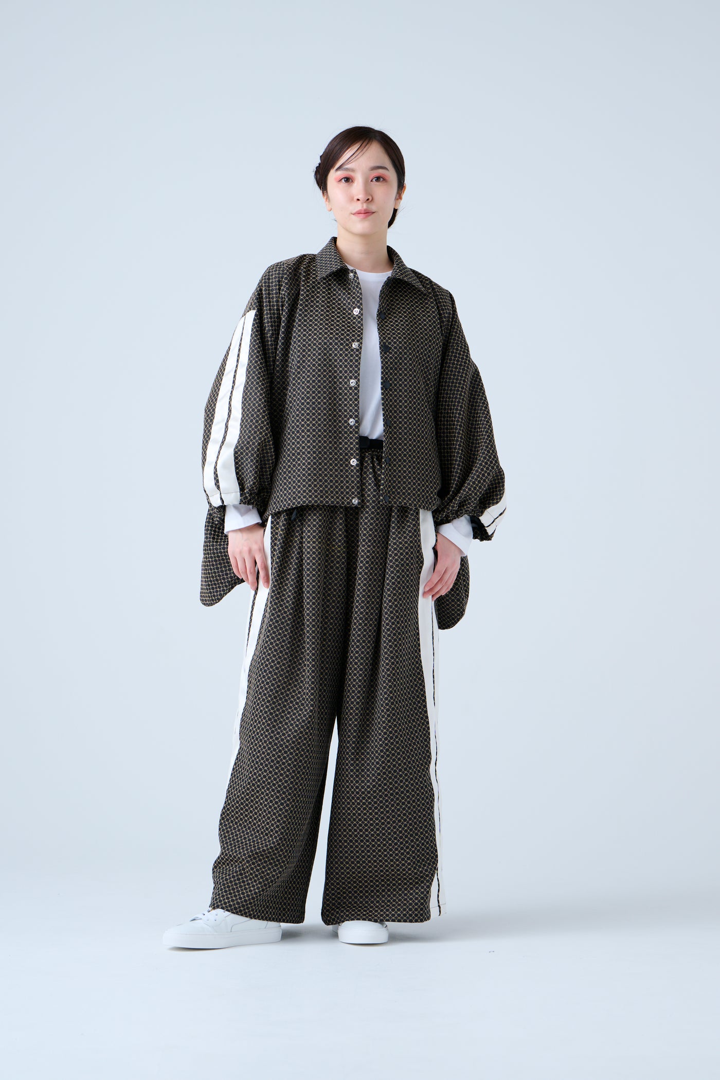 Ring Pattern Jacquard Track Jacket Black