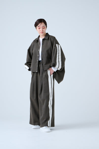 Folded Jacquard Drawstring Pants Black