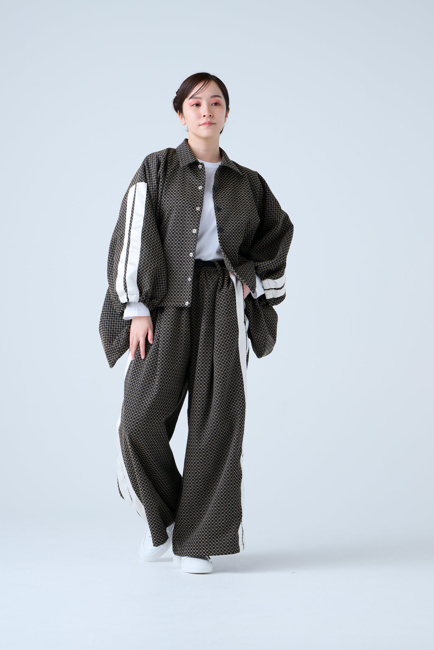 Ring Pattern Jacquard Track Jacket Black