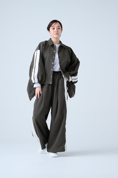 Ring Pattern Jacquard Track Jacket Black