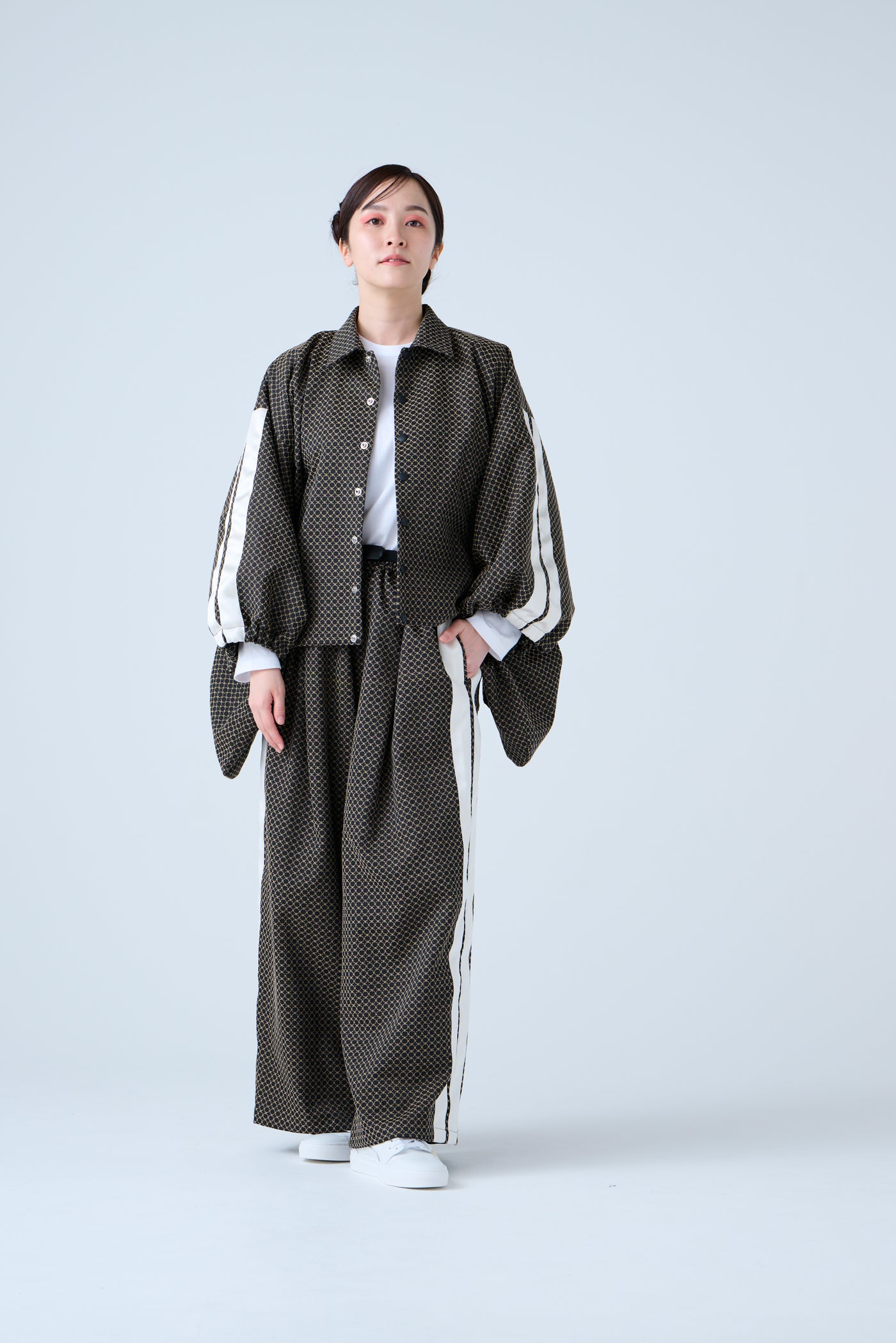 Ring Pattern Jacquard Track Jacket Black