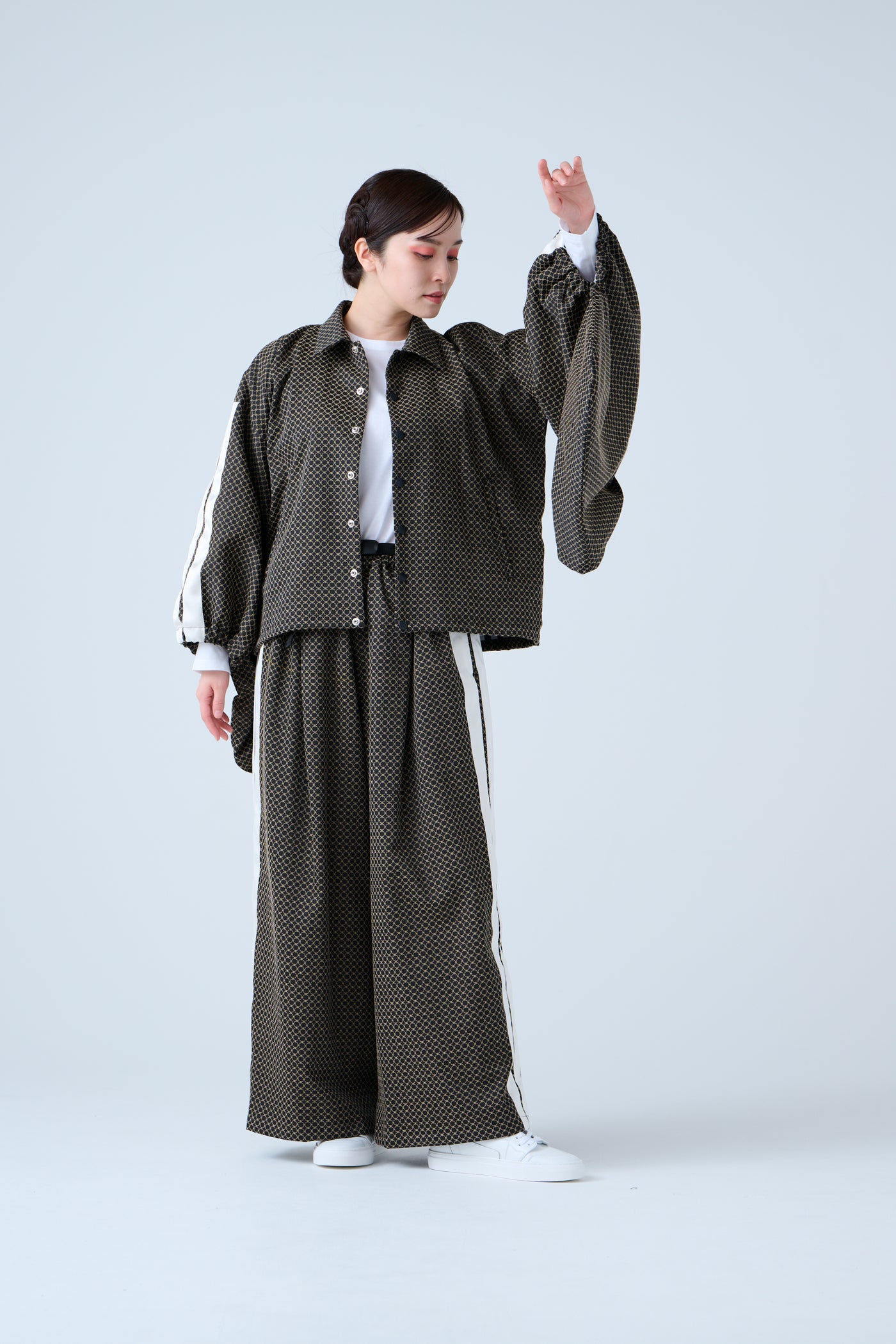 Ring Pattern Jacquard Track Jacket Black