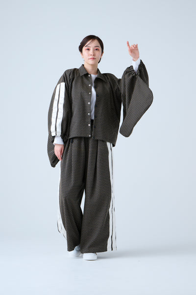 Ring Pattern Jacquard Track Jacket Black