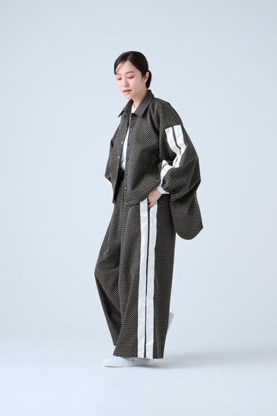 Ring Pattern Jacquard Track Jacket Black