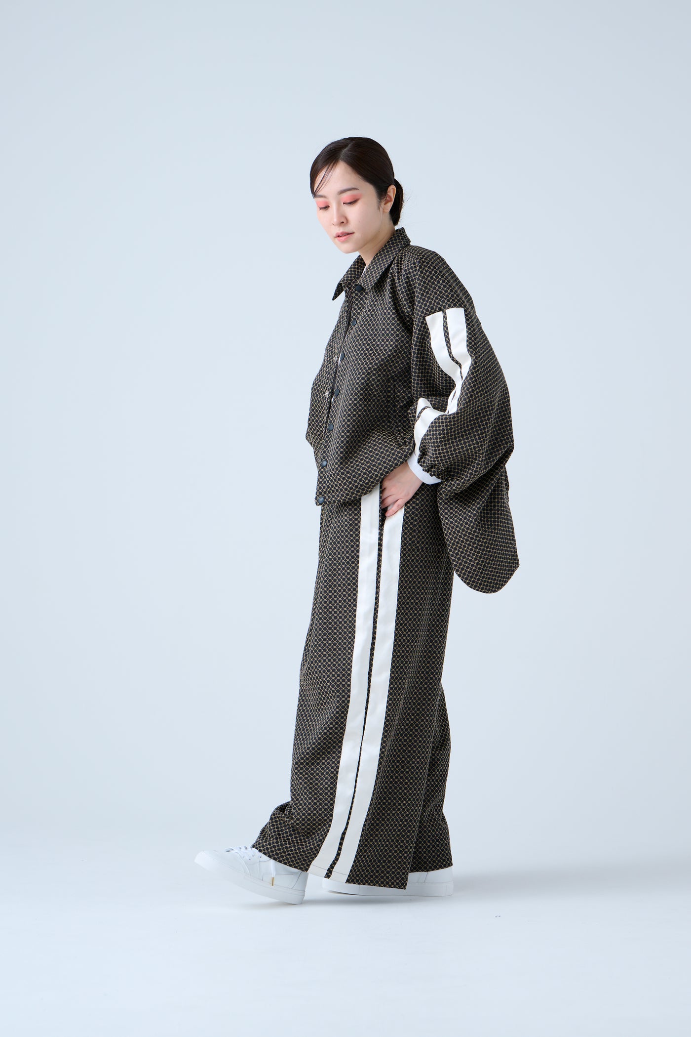 Ring Pattern Jacquard Track Jacket Black