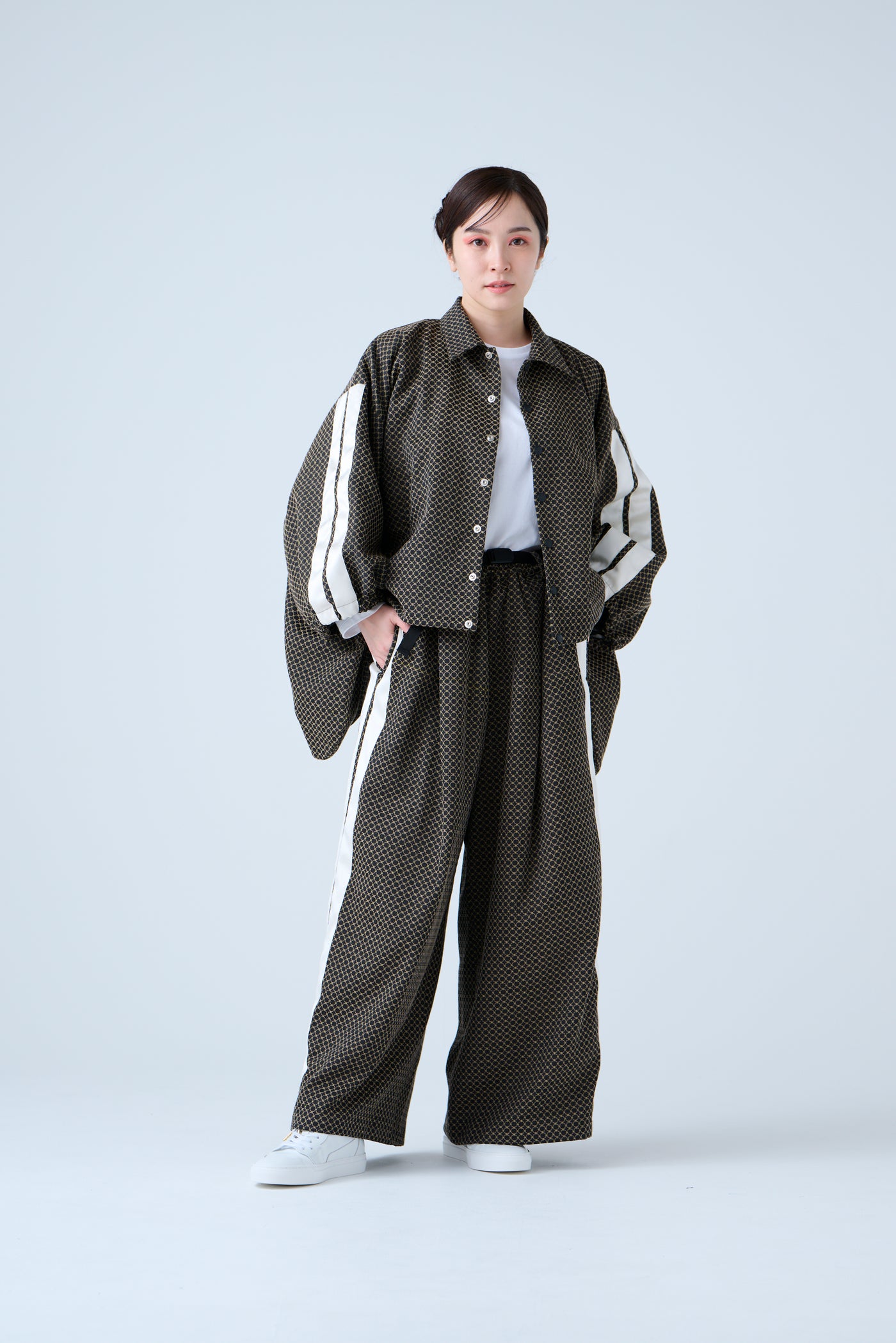 Ring Pattern Jacquard Track Jacket Black