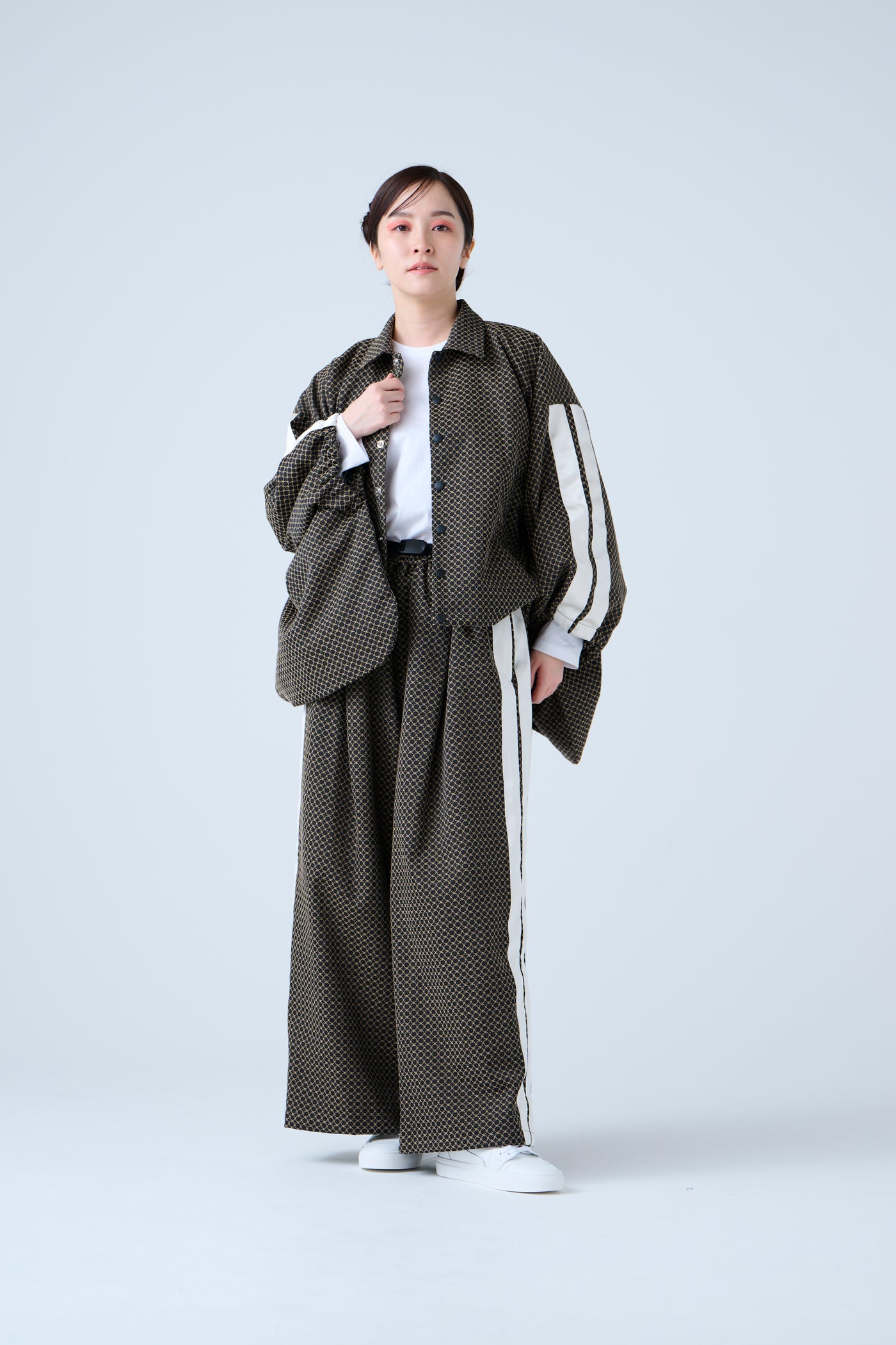 Ring Pattern Jacquard Track Jacket Black