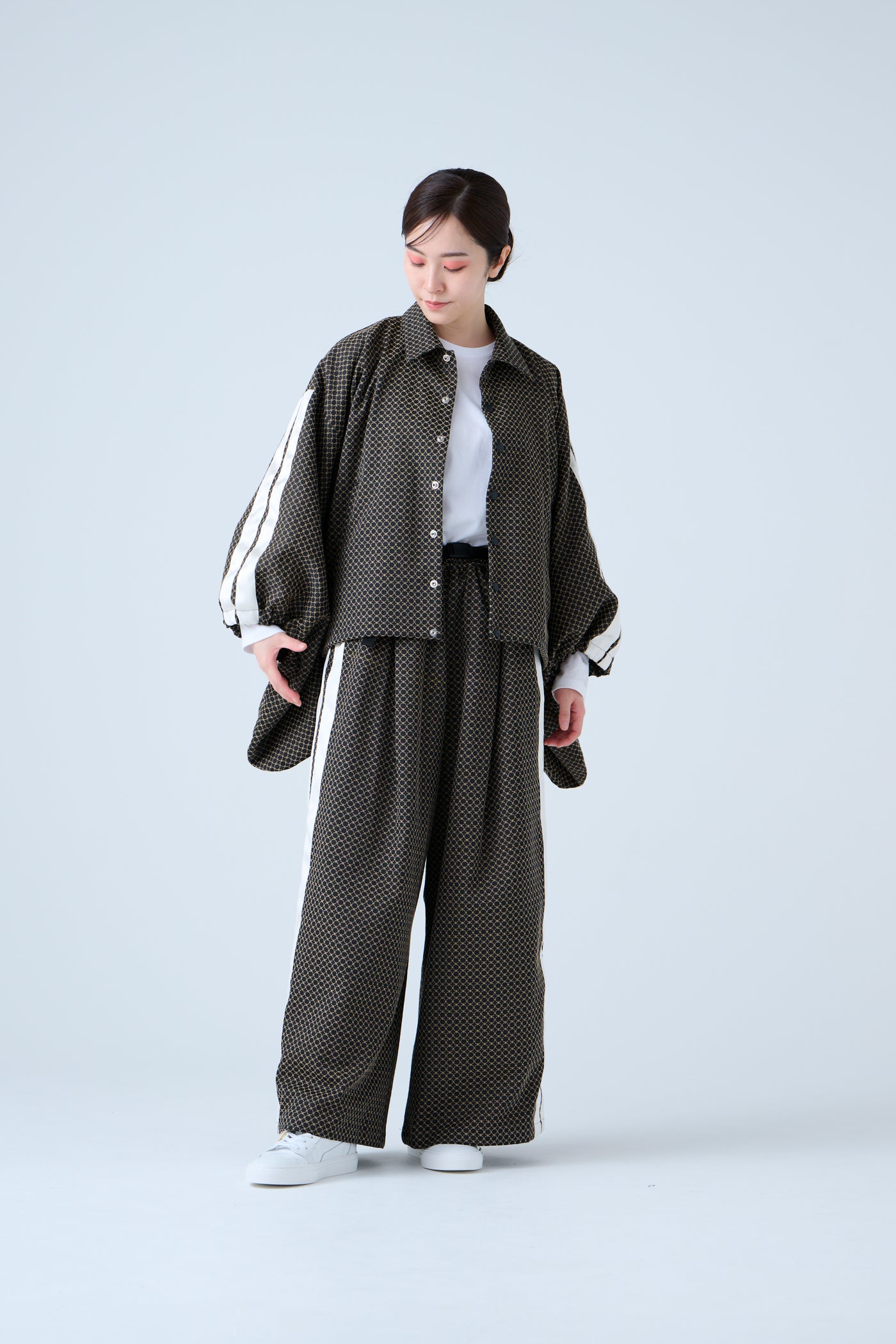 Ring Pattern Jacquard Track Jacket Black