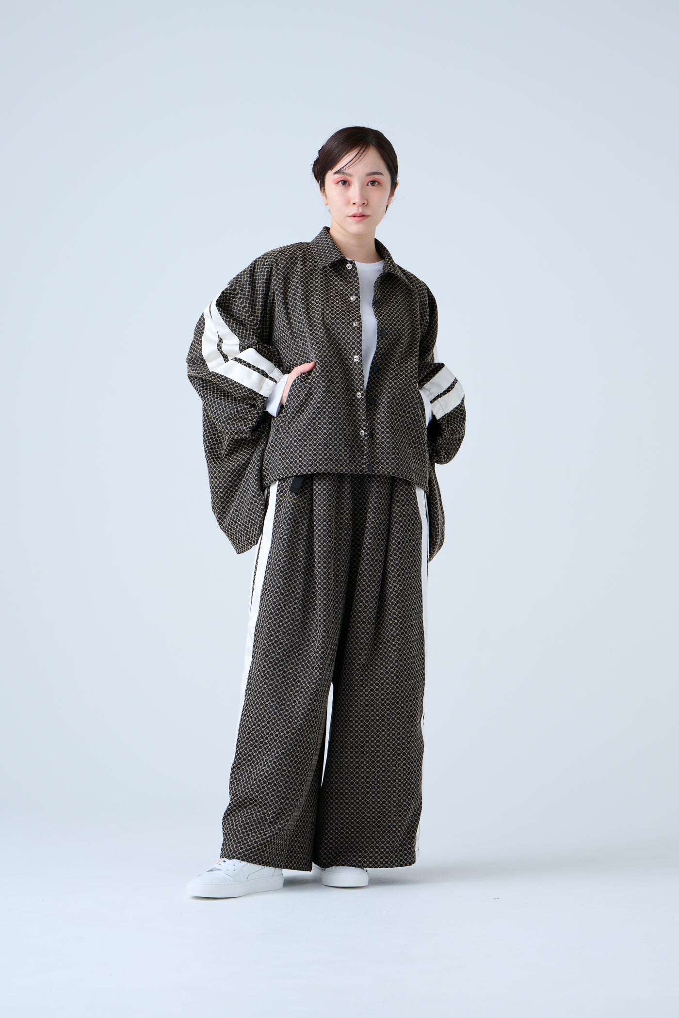 Ring Pattern Jacquard Track Jacket Black
