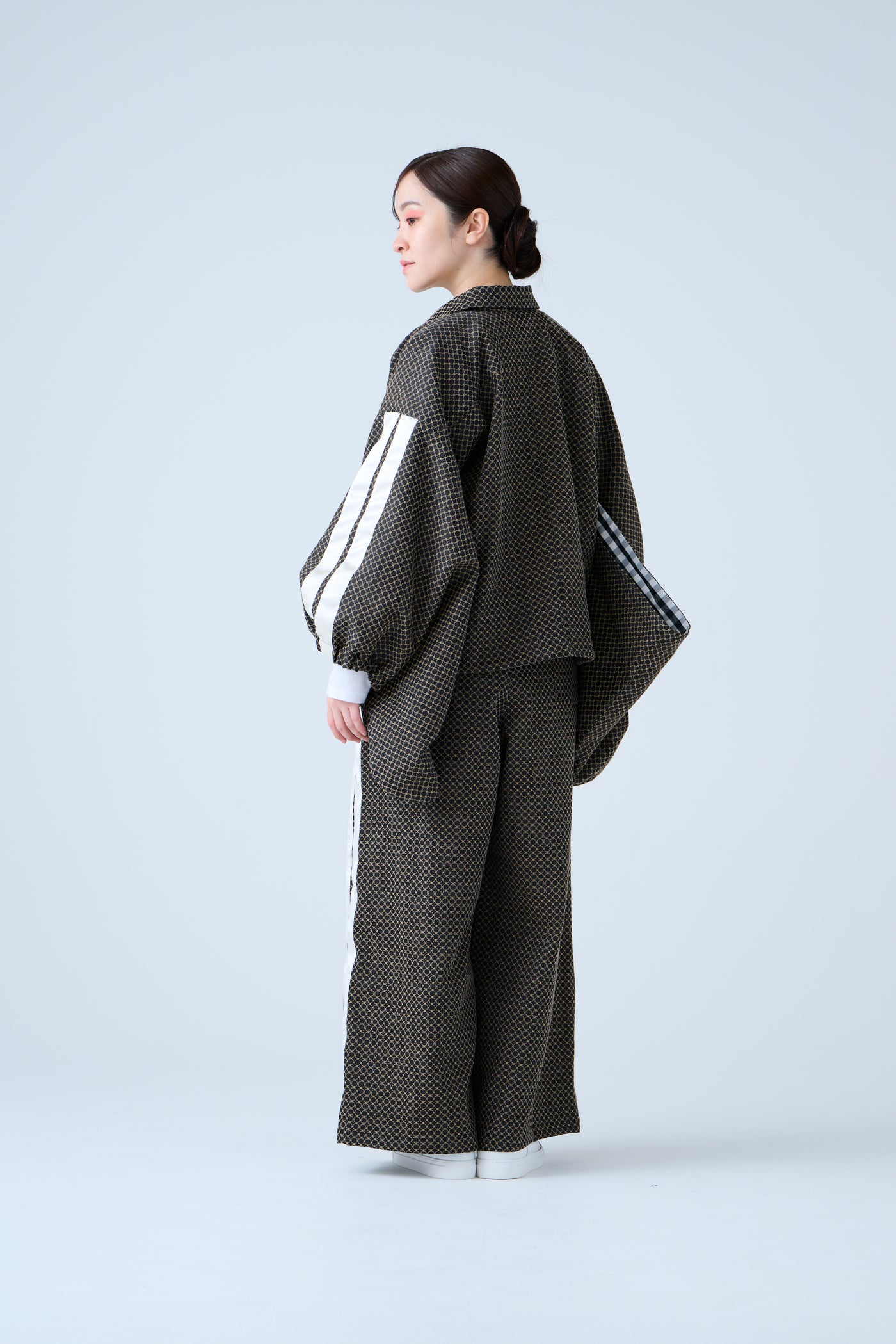 Ring Pattern Jacquard Track Jacket Black