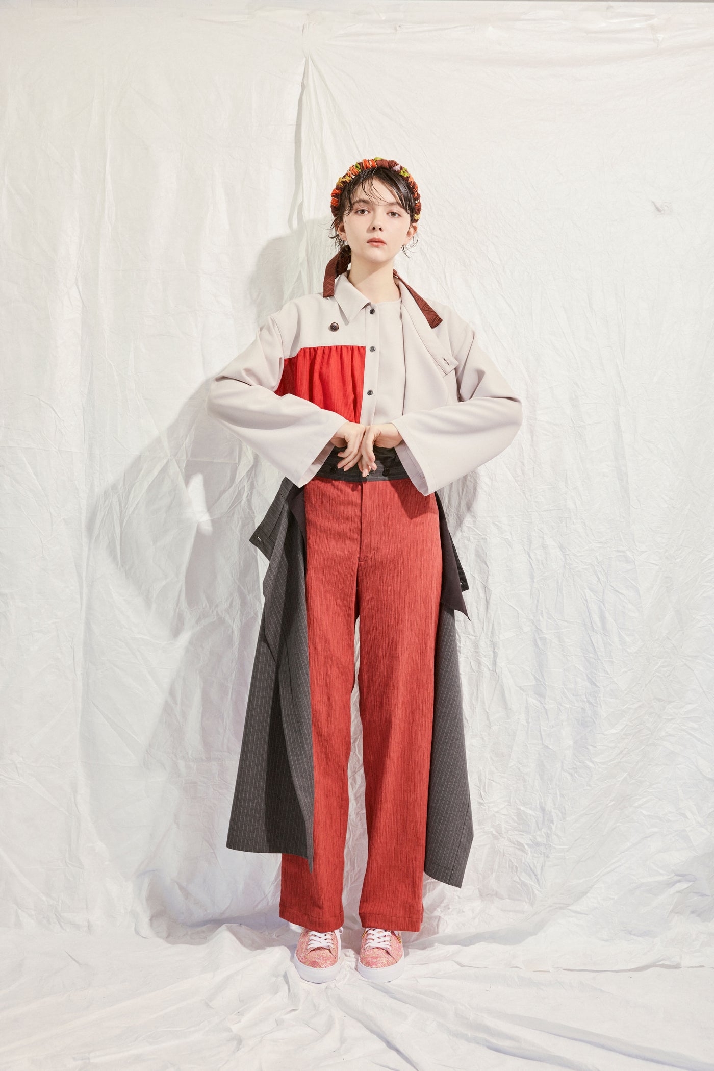 Wrap long pants (striped)