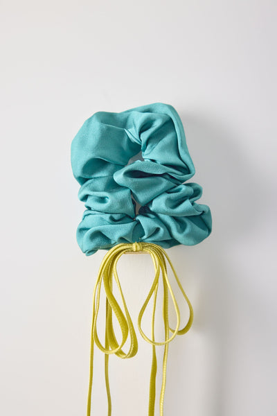 Ribbon, scrunchie, blue-green