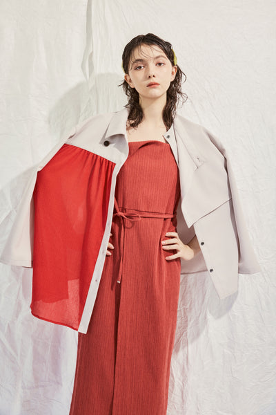 Asymmetrical shirt jacket with flared cuffs