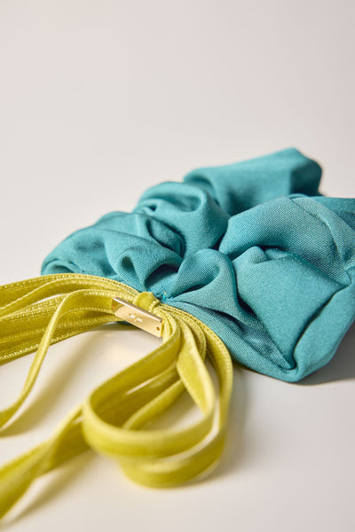 Ribbon, scrunchie, blue-green