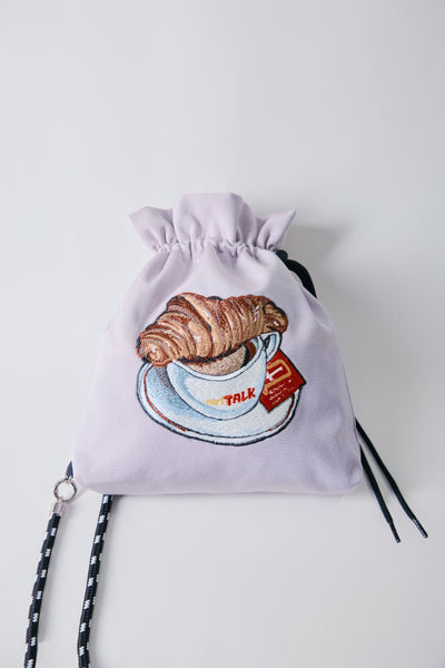 Drawstring pouches and croissants