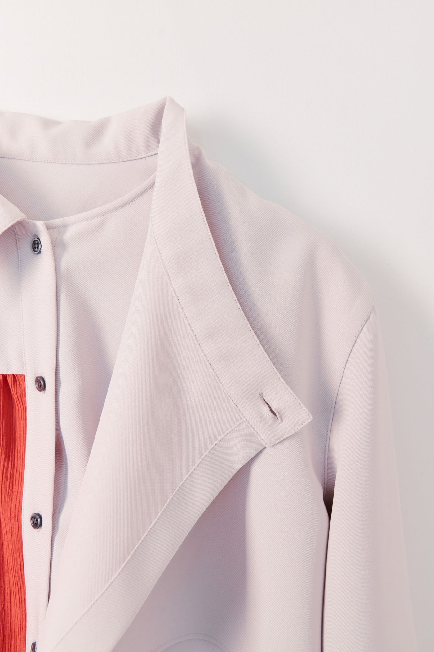 Asymmetrical shirt jacket with flared cuffs