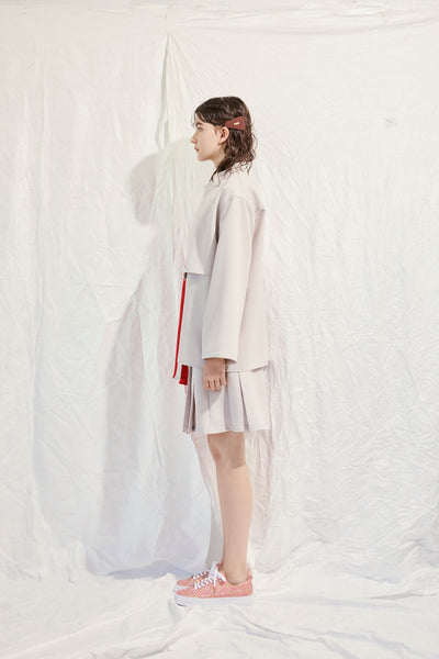 Asymmetrical shirt jacket with flared cuffs