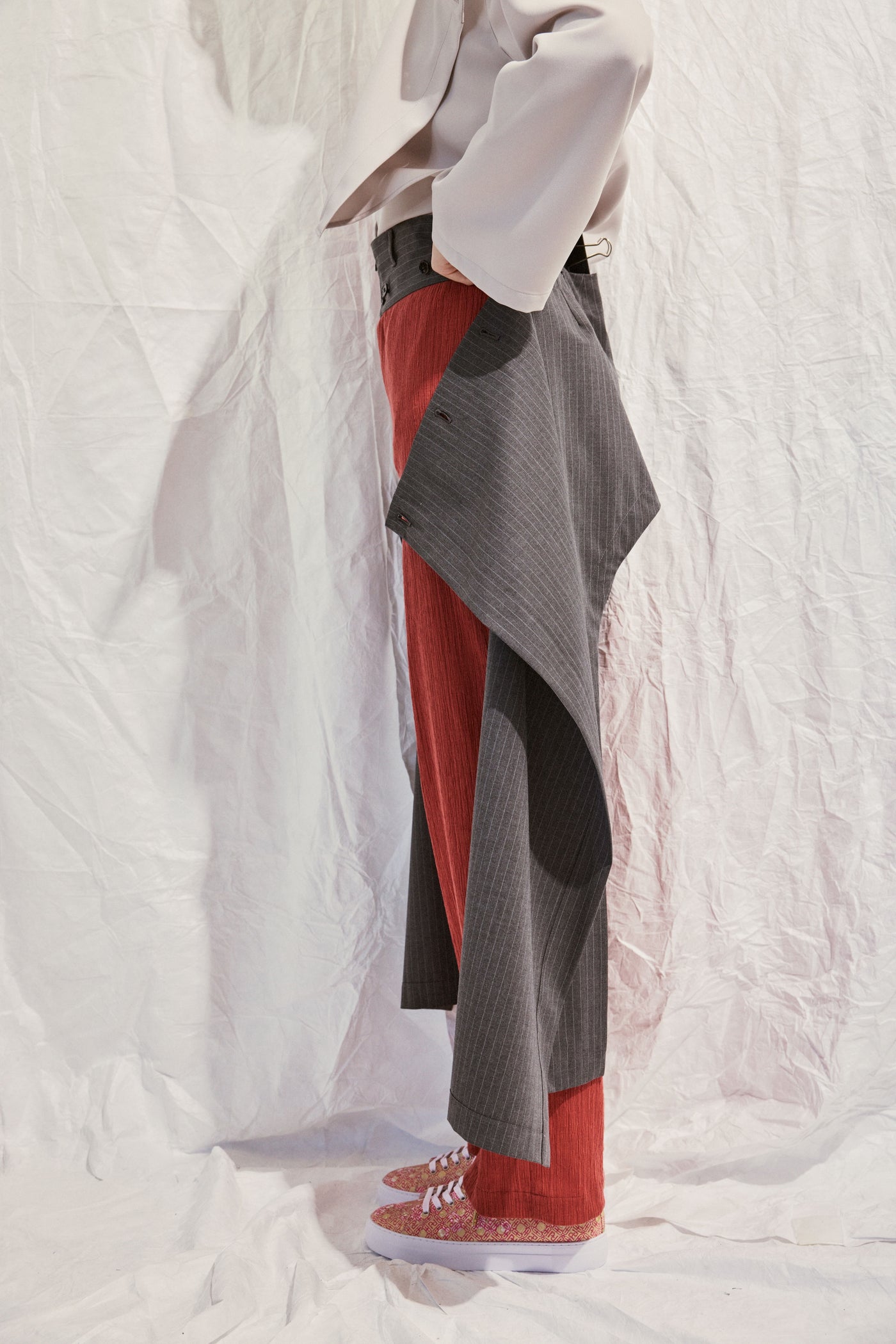 Wrap long pants (striped)