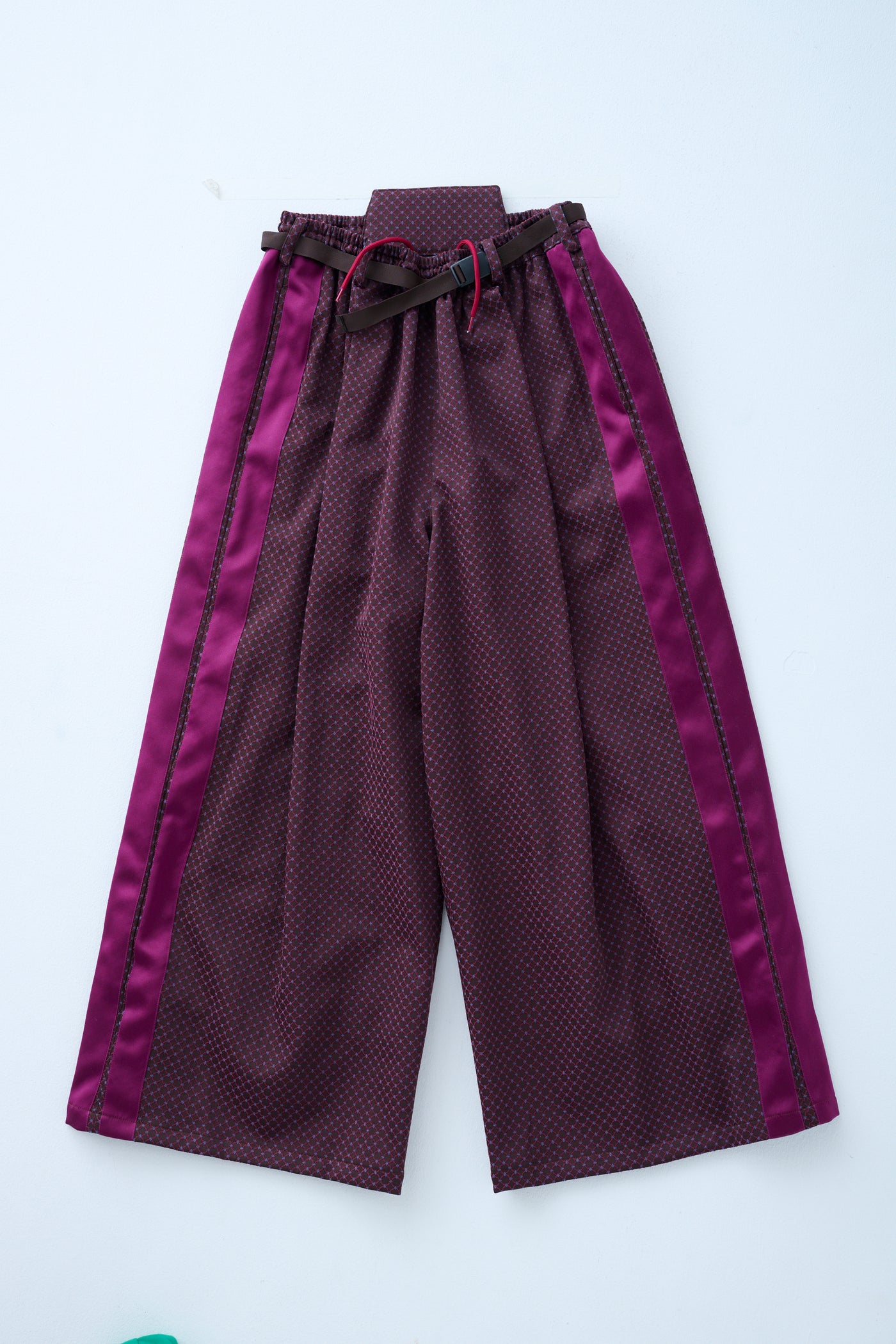 Ring Pattern Jacquard Drawstring Pants Purple Navy