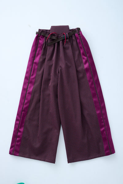 Ring Pattern Jacquard Drawstring Pants Purple Navy