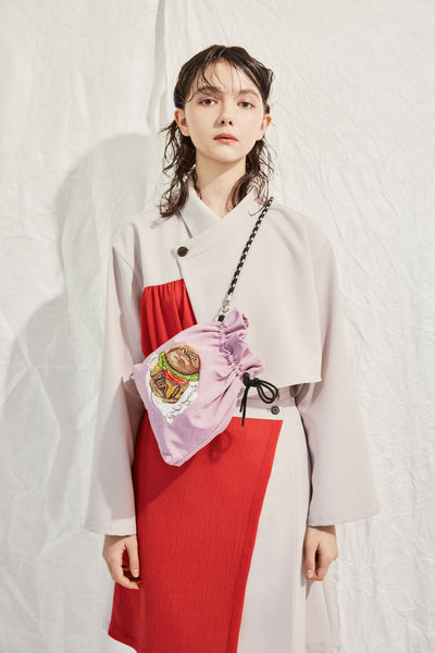 Asymmetrical shirt jacket with flared cuffs