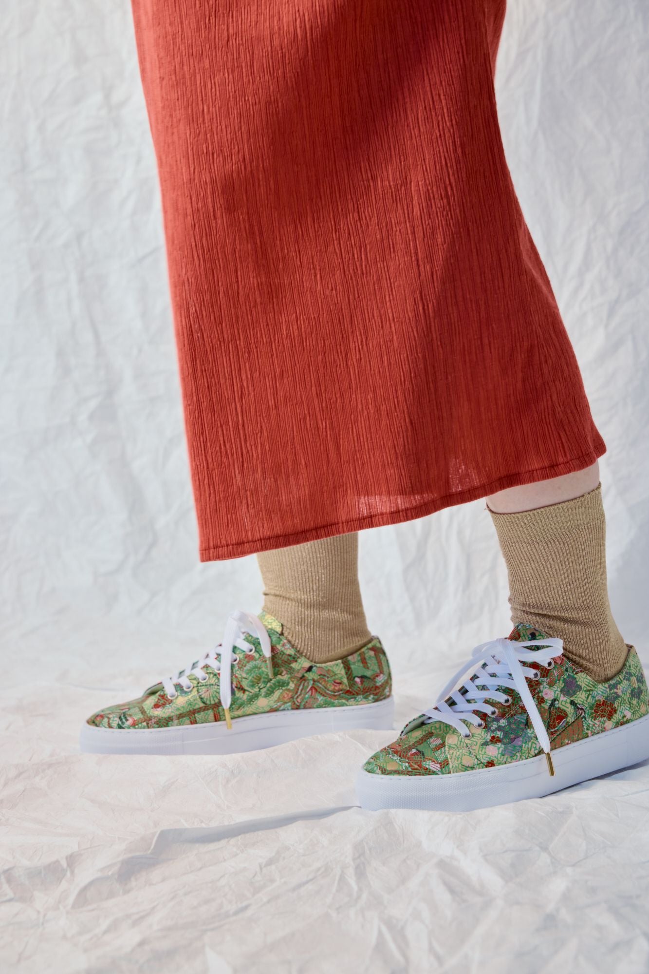 Nishijin-ori sneakers, monogram green